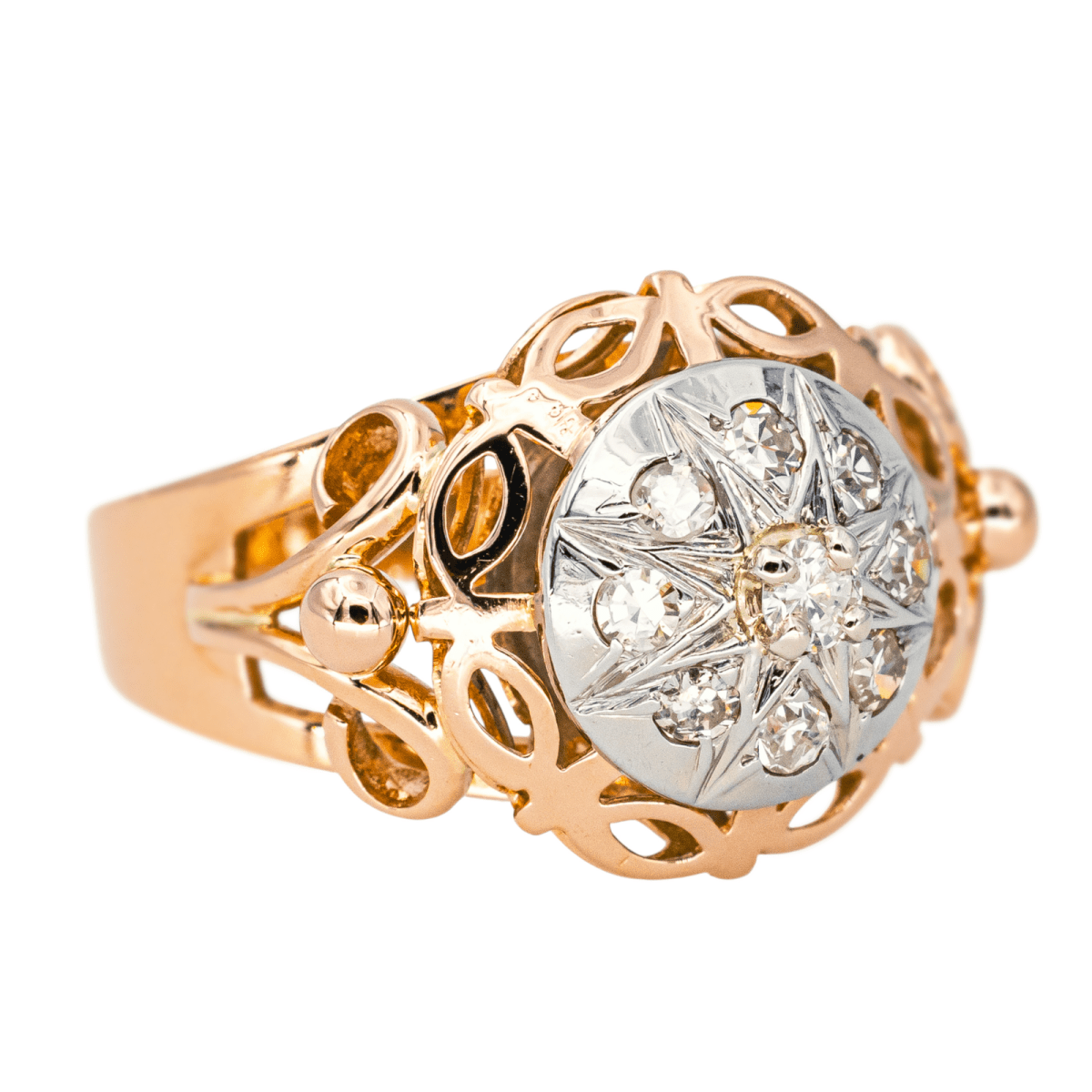 Bague Dôme en or rose et diamants - Castafiore