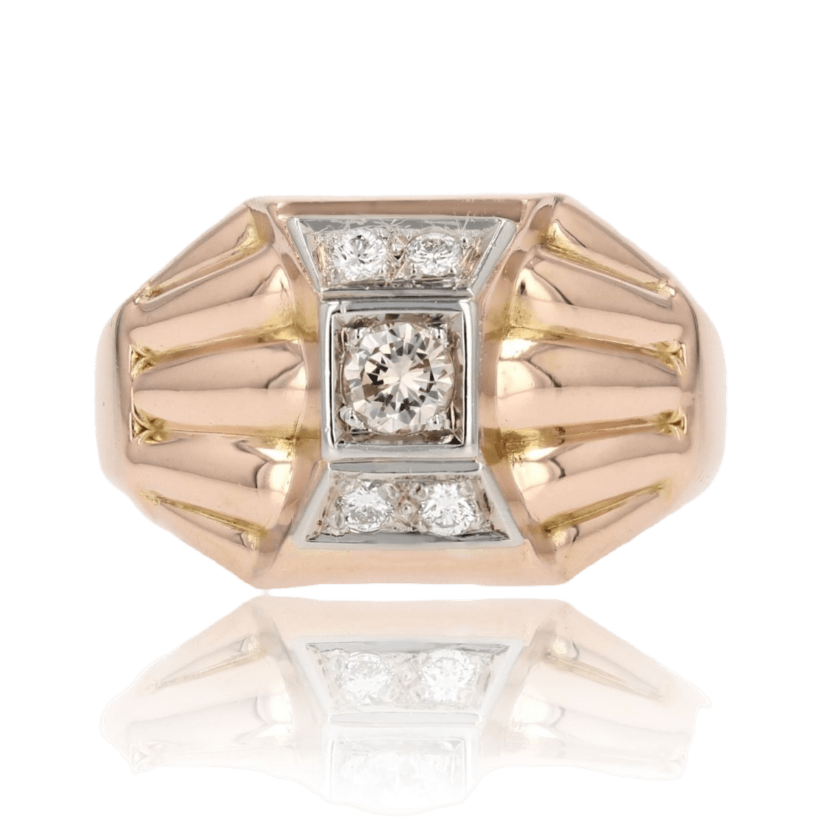 Bague Dôme en or rose et diamants - Castafiore