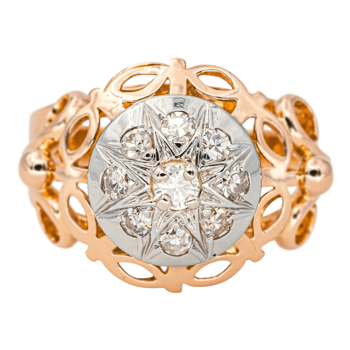 Bague Dôme en or rose et diamants - Castafiore