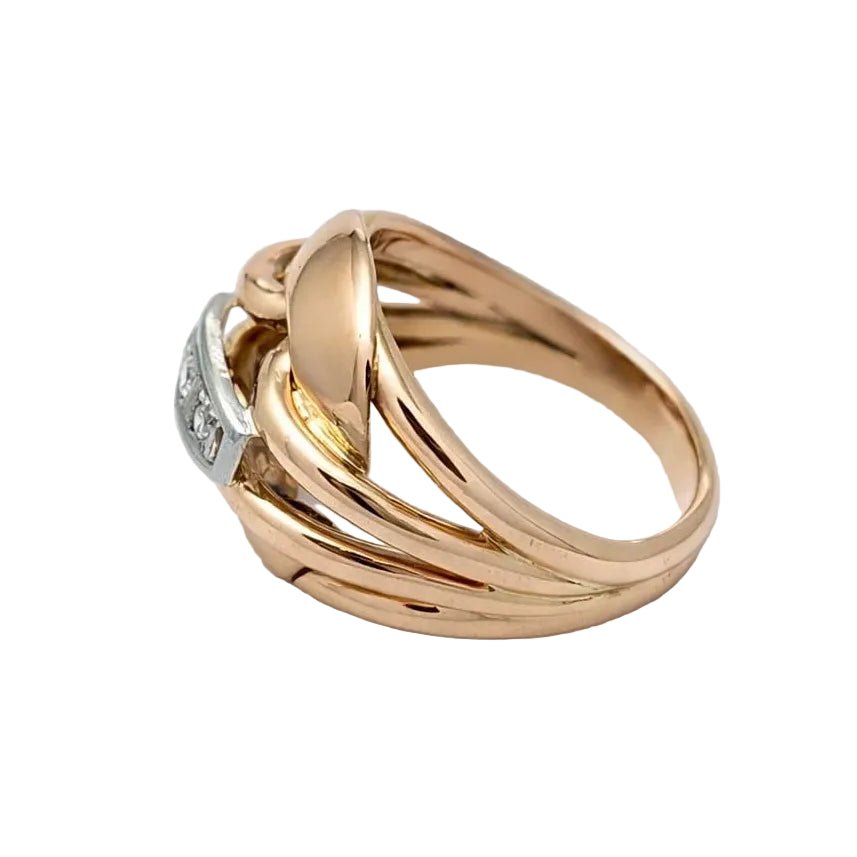 Bague Dôme en or rose et diamants - Castafiore