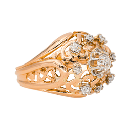 Bague Dôme en or rose et diamants - Castafiore