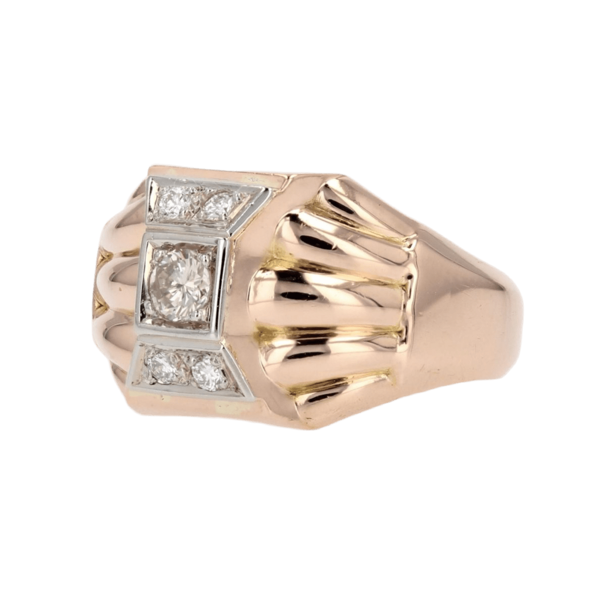 Bague Dôme en or rose et diamants - Castafiore