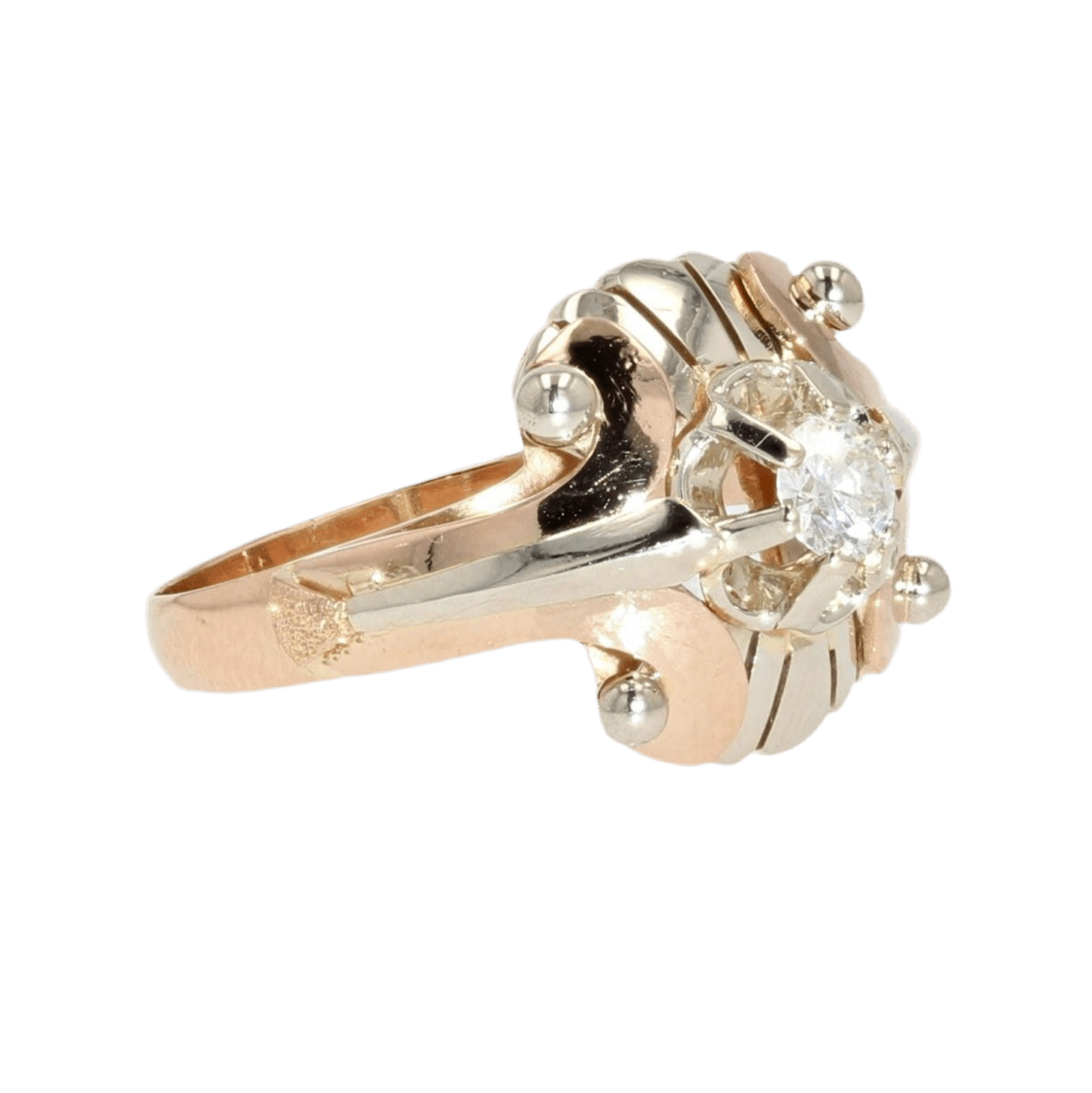 Bague Dôme en or rose, or blanc, perles et diamant - Castafiore