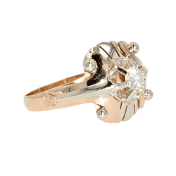 Bague Dôme en or rose, or blanc, perles et diamant - Castafiore