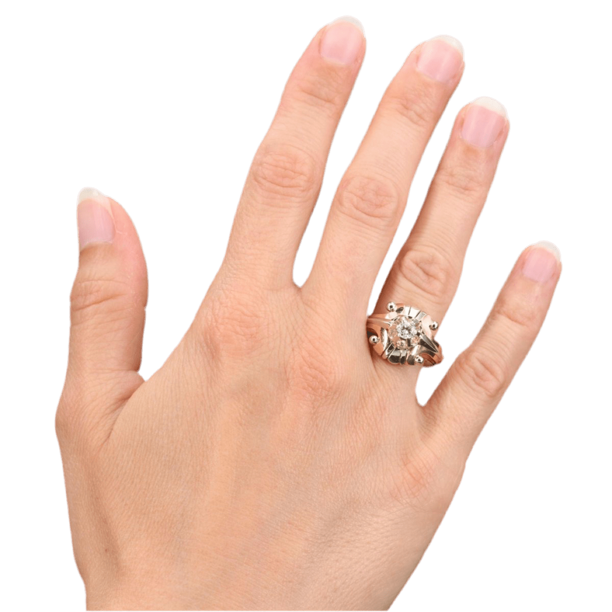 Bague Dôme en or rose, or blanc, perles et diamant - Castafiore