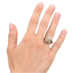 Bague Dôme en or rose, or blanc, perles et diamant - Castafiore