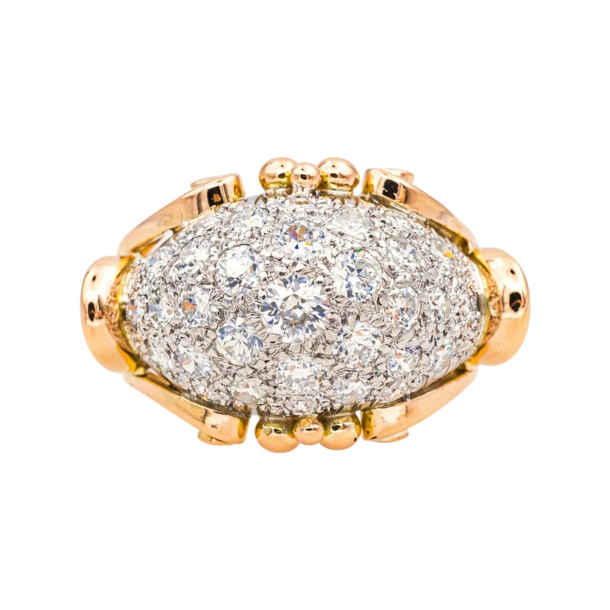 Bague Dôme en or rose, platine et diamants - Castafiore