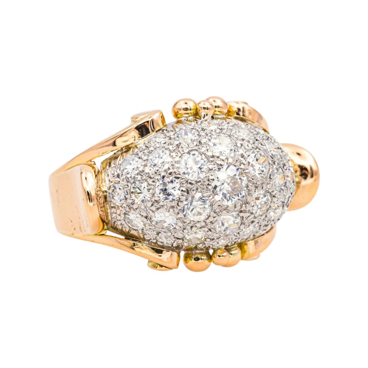 Bague Dôme en or rose, platine et diamants - Castafiore