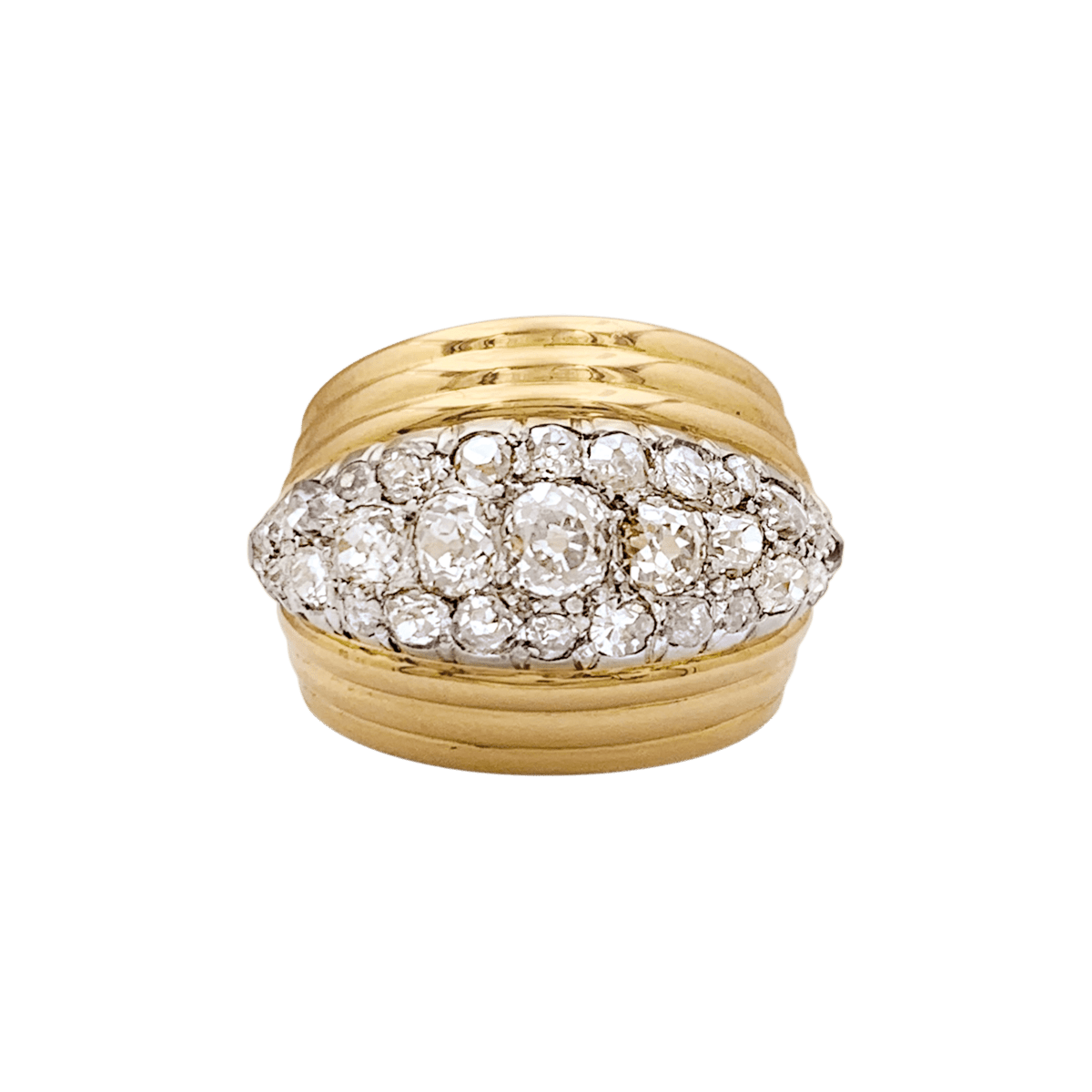 Bague Dôme en or rose, platine et diamants - Castafiore