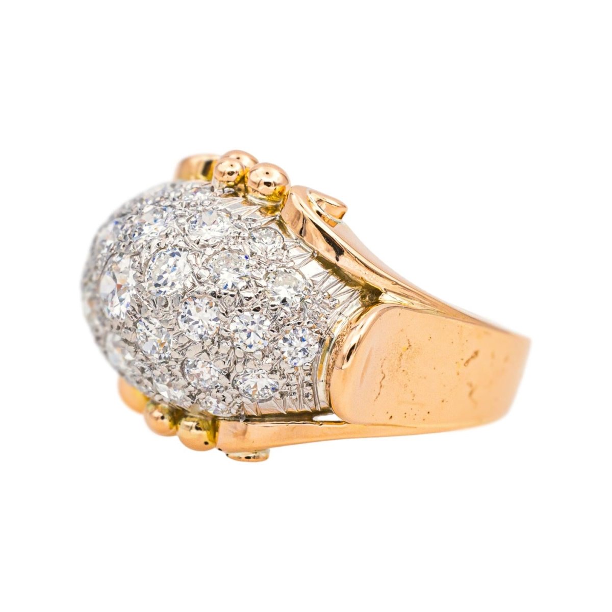 Bague Dôme en or rose, platine et diamants - Castafiore