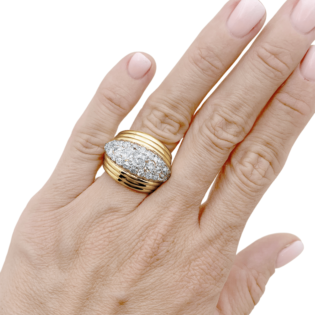 Bague Dôme en or rose, platine et diamants - Castafiore