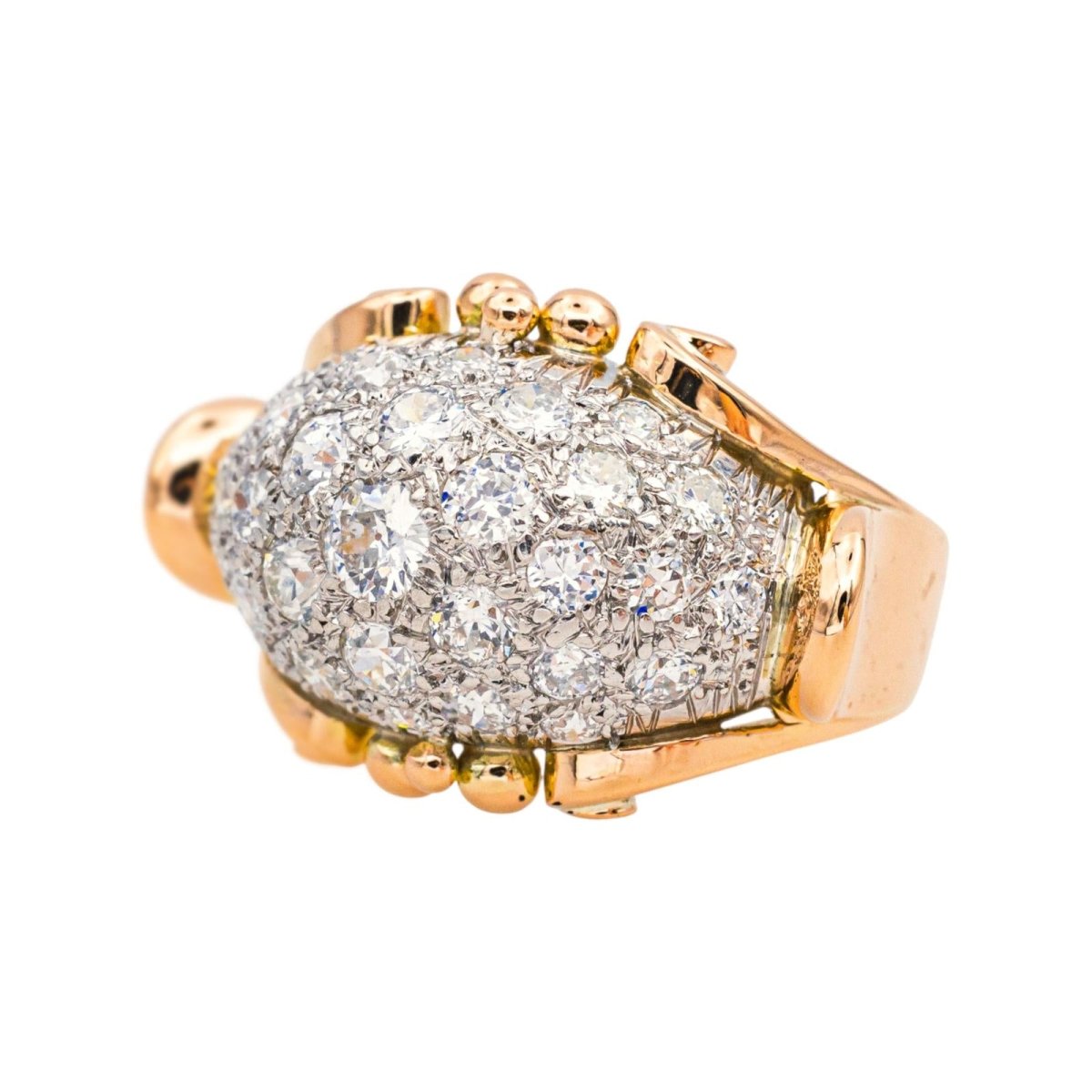 Bague Dôme en or rose, platine et diamants - Castafiore