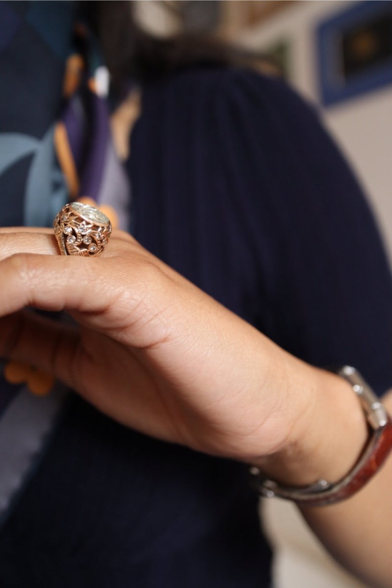 Bague dôme fils d'or et diamants - Bijoux vintage Bague dôme fils d'or et diamants - Bijoux vintage