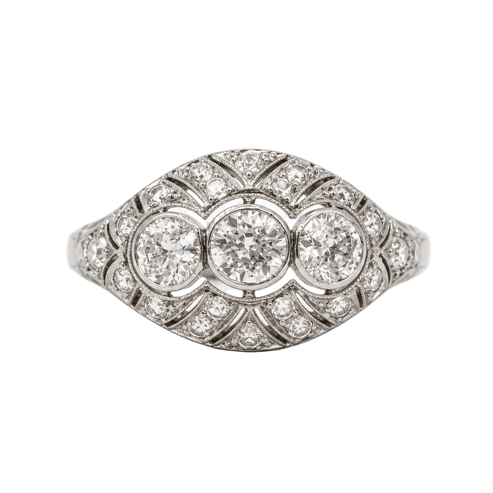 Bague Dôme en platine et diamants - Castafiore