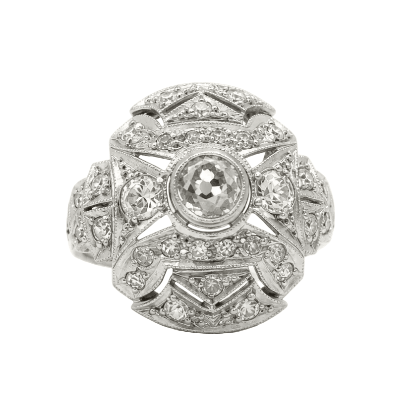 Bague Dôme en platine et diamants - Castafiore