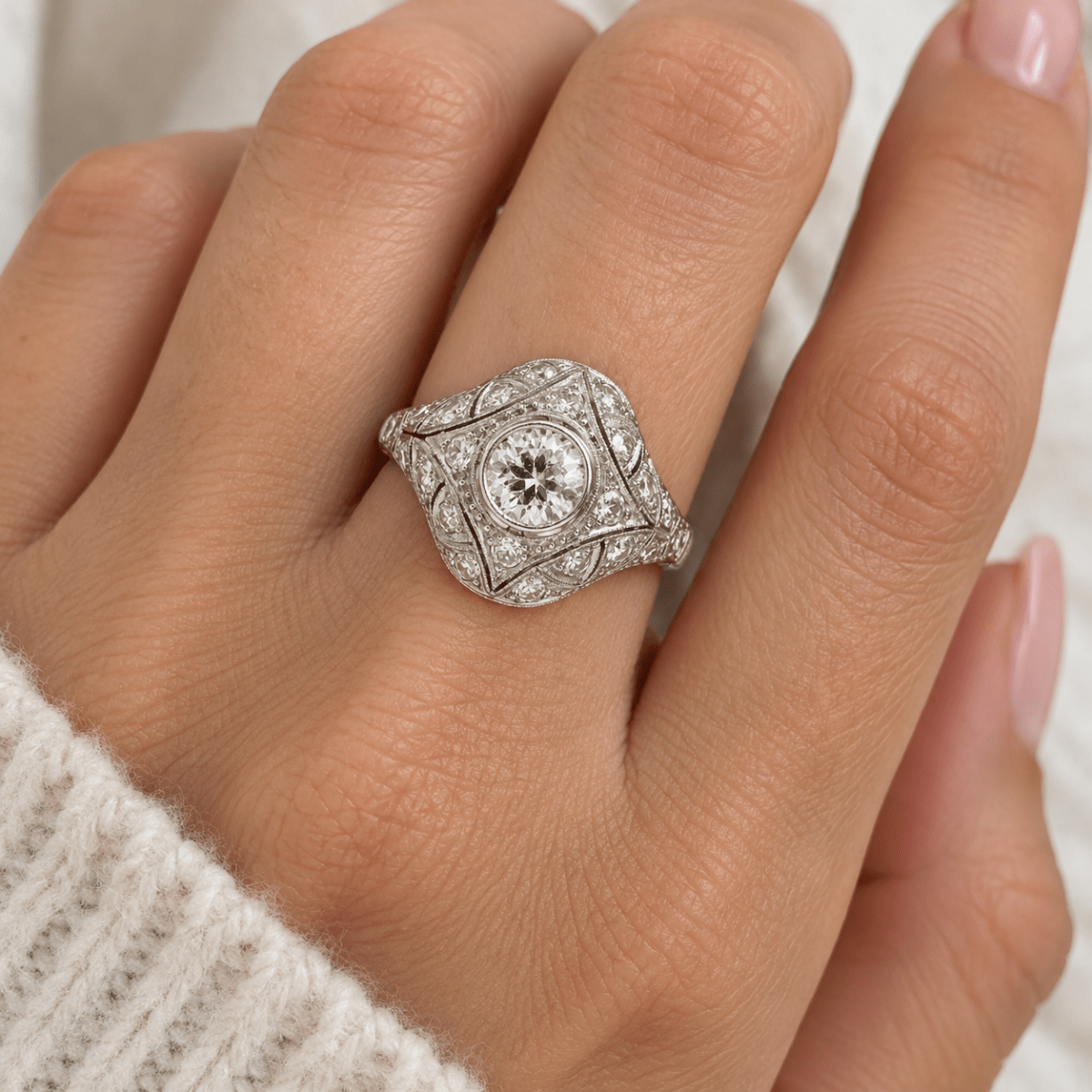Bague Dôme en platine et diamants - Castafiore