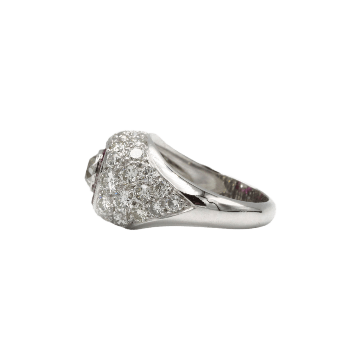 Bague Dôme en platine, rubis et diamant - Castafiore