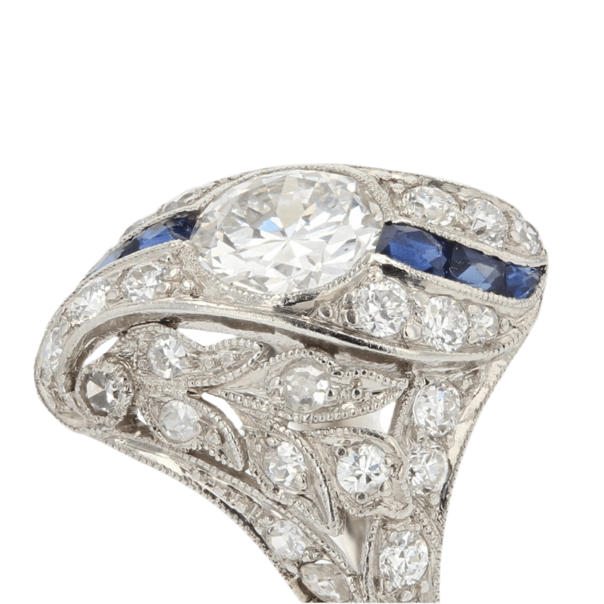 Bague Dôme en platine, saphirs et diamants - Castafiore