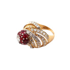 Bague Dôme MARCHAK en or jaune, rubis et diamants - Castafiore