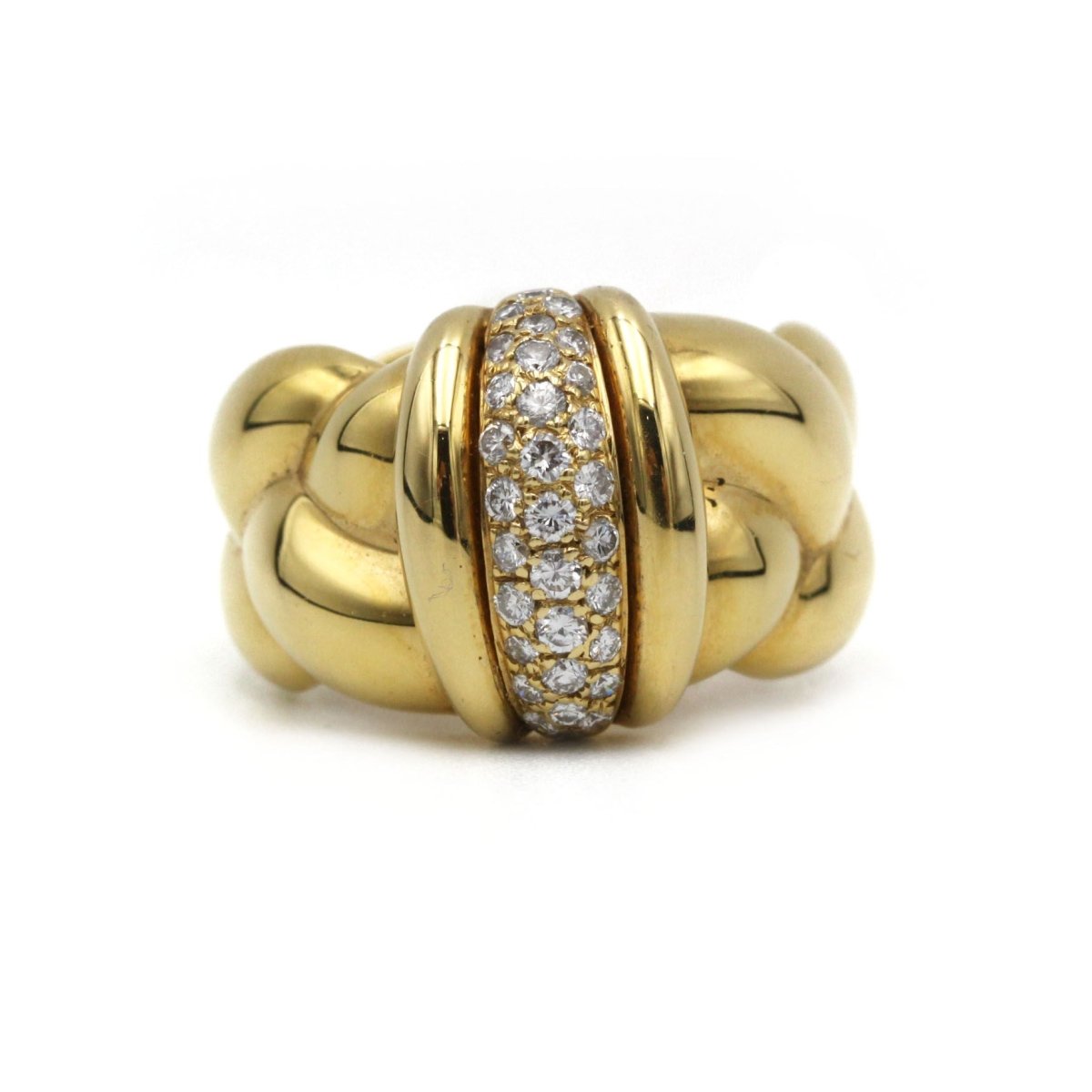 Bague Dôme O.J PERRIN "Tressé' en or jaune et diamants - Castafiore
