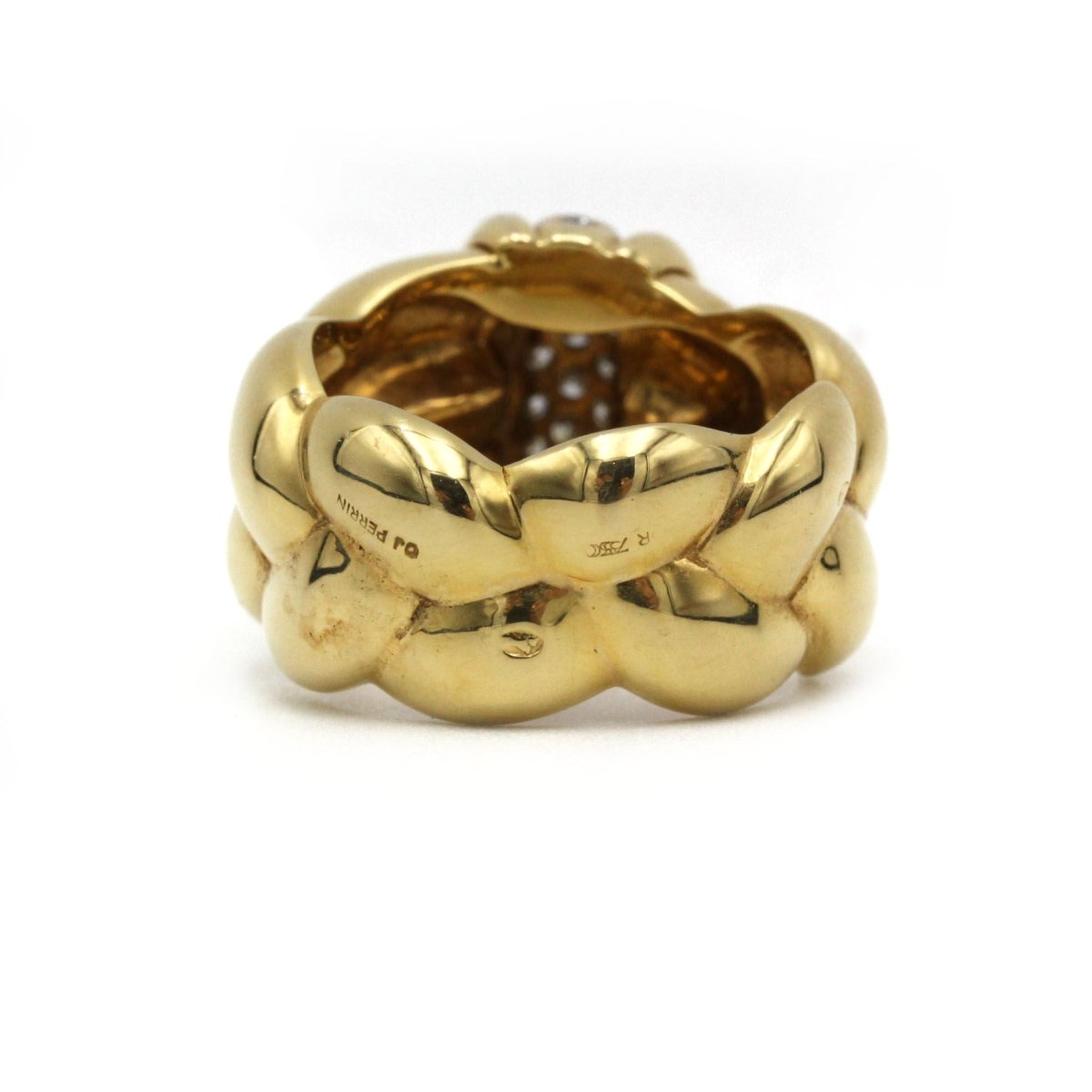 Bague Dôme O.J PERRIN "Tressé' en or jaune et diamants - Castafiore