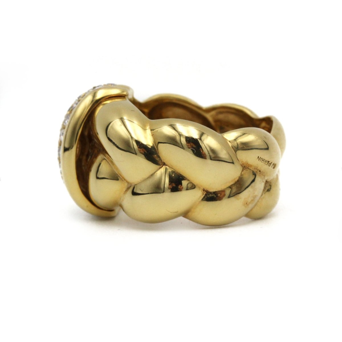 Bague Dôme O.J PERRIN "Tressé' en or jaune et diamants - Castafiore