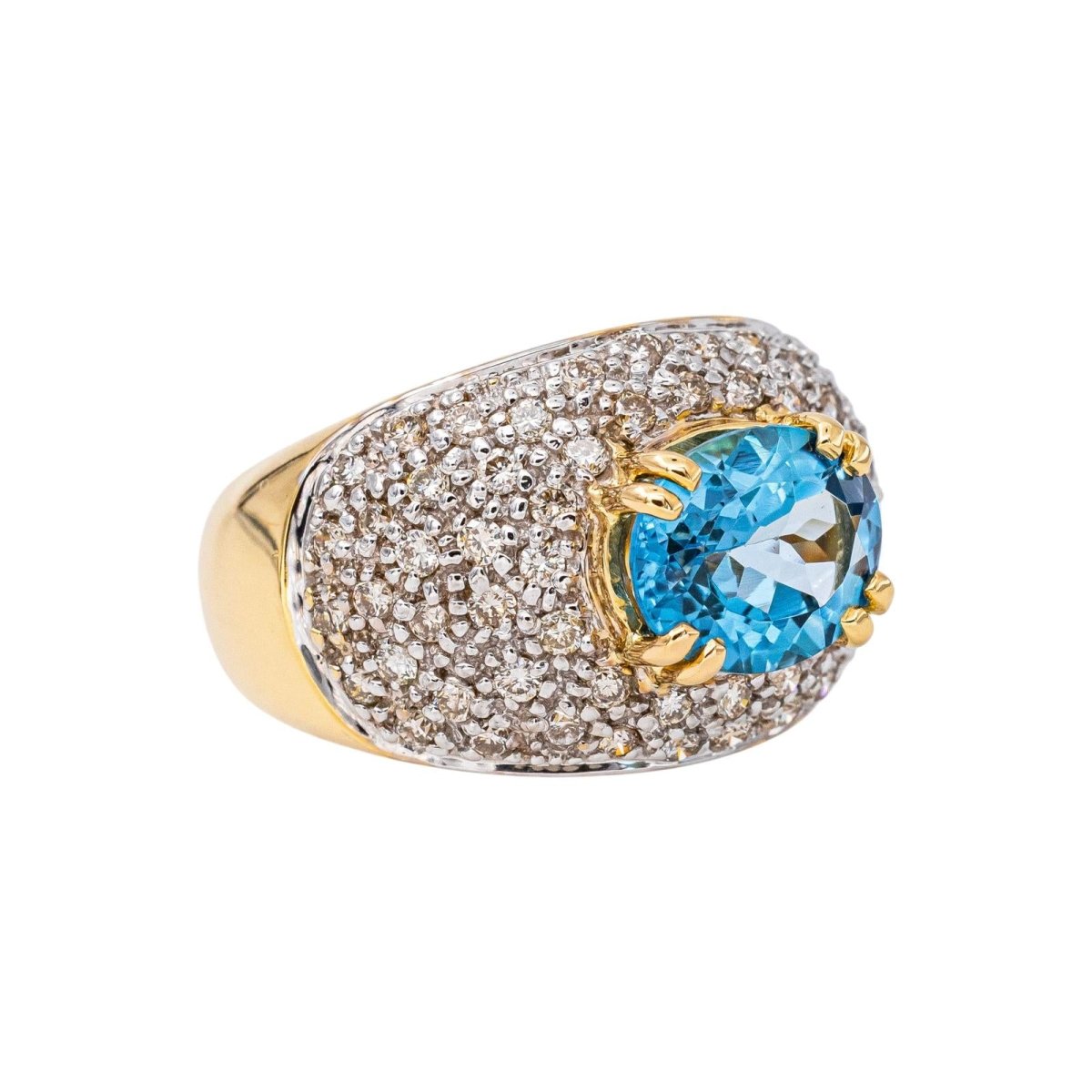 Bague Dôme Or jaune Topaze bleu - Castafiore
