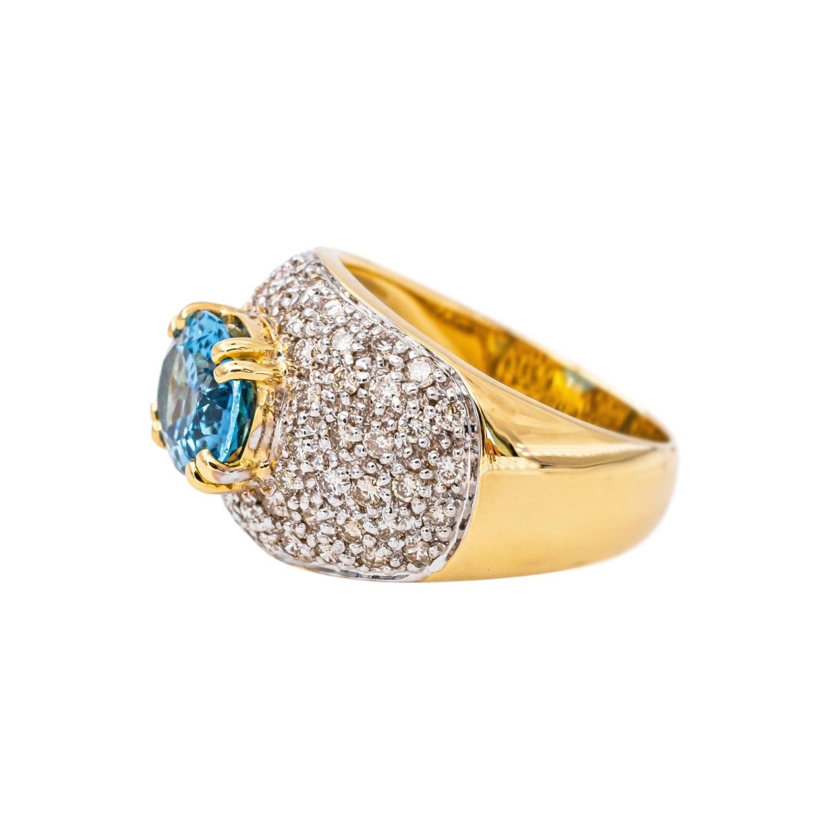 Bague Dôme Or jaune Topaze bleu - Castafiore