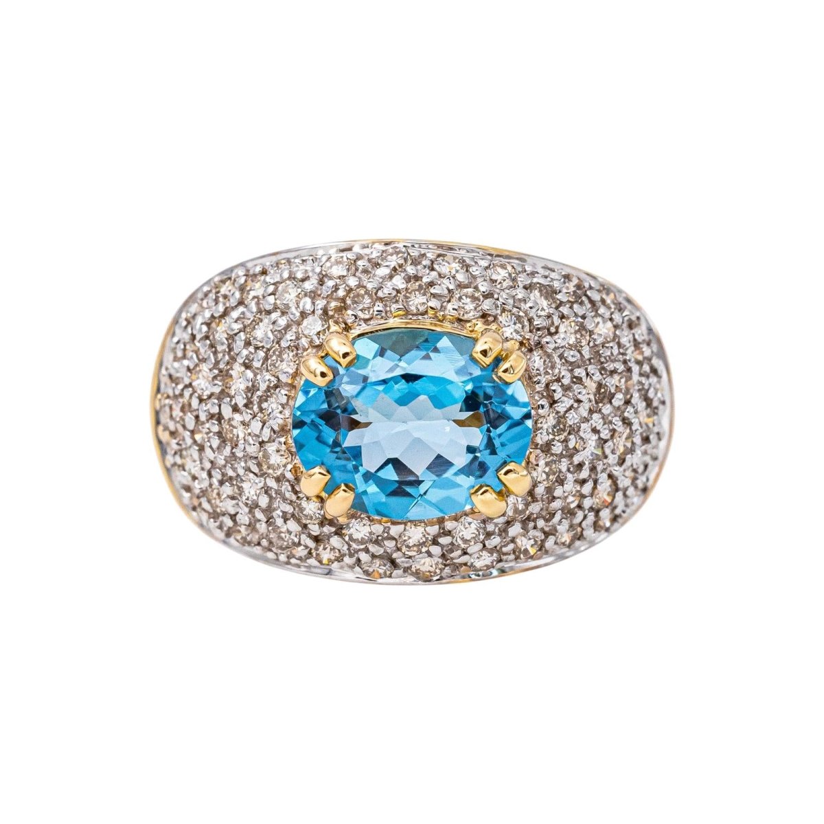 Bague Dôme Or jaune Topaze bleu - Castafiore
