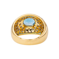 Bague Dôme Or jaune Topaze bleu - Castafiore