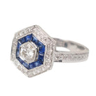 Bague double entourage, saphirs calibrés et diamants - Castafiore