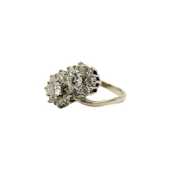 Bague double Marguerites en or blanc et diamants - Castafiore