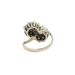 Bague double Marguerites en or blanc et diamants - Castafiore