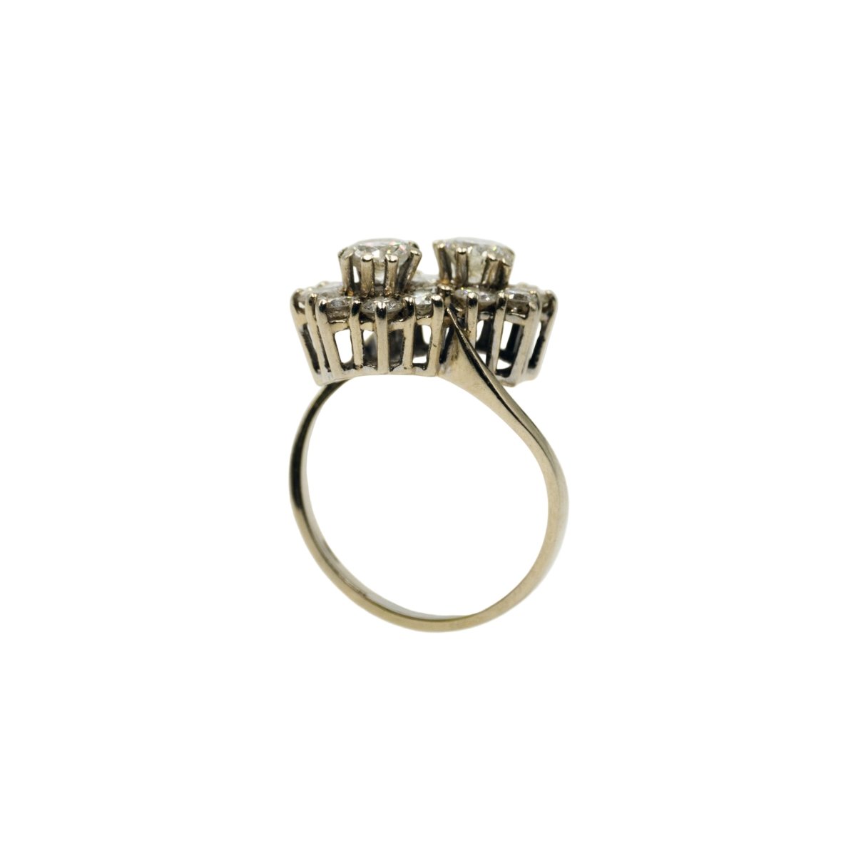 Bague double Marguerites en or blanc et diamants - Castafiore