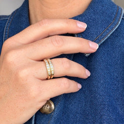 Bague double rangs en or jaune et diamants - Castafiore
