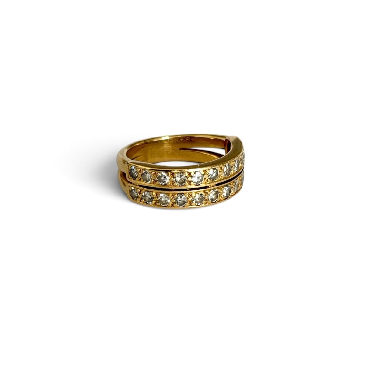 Bague double rangs en or jaune et diamants - Castafiore