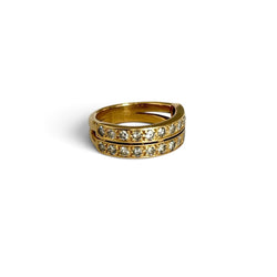 Bague double rangs en or jaune et diamants - Castafiore