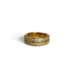 Bague double rangs en or jaune et diamants - Castafiore