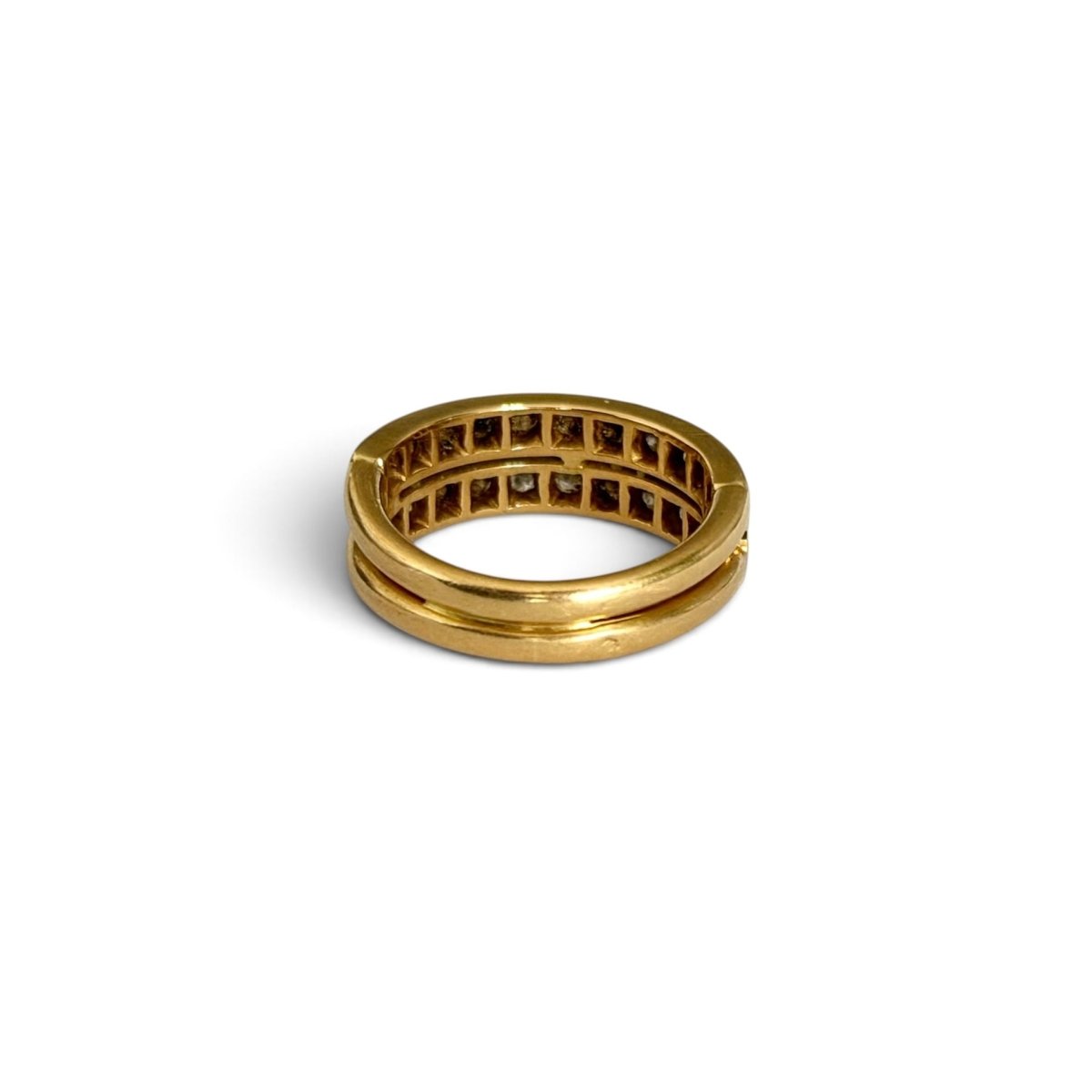 Bague double rangs en or jaune et diamants - Castafiore