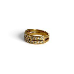 Bague double rangs en or jaune et diamants - Castafiore