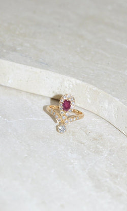 Bague Duchesse Diamants et Rubis sur Or Jaune - Castafiore