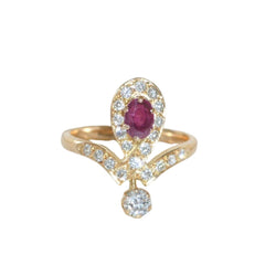 Bague Duchesse en or jaune, rubis et diamants - Castafiore
