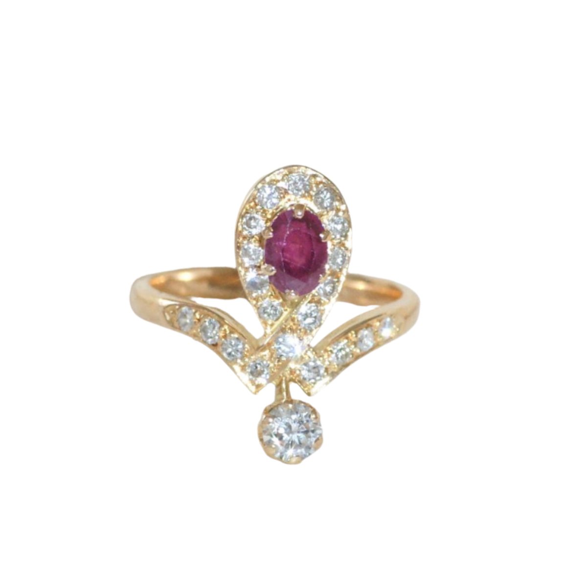 Bague Duchesse en or jaune, rubis et diamants - Castafiore