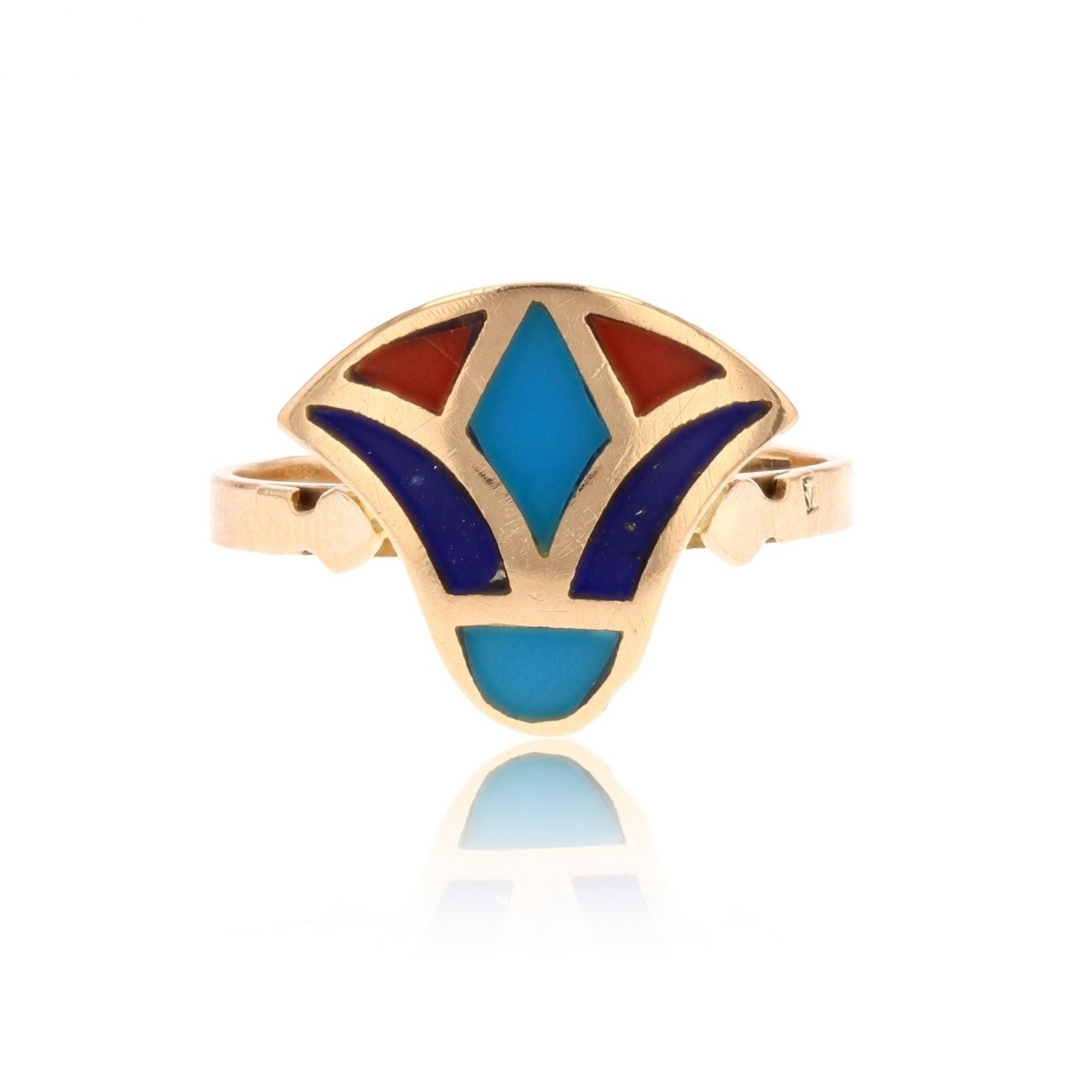 Bague égyptienne en or jaune et émail - Castafiore