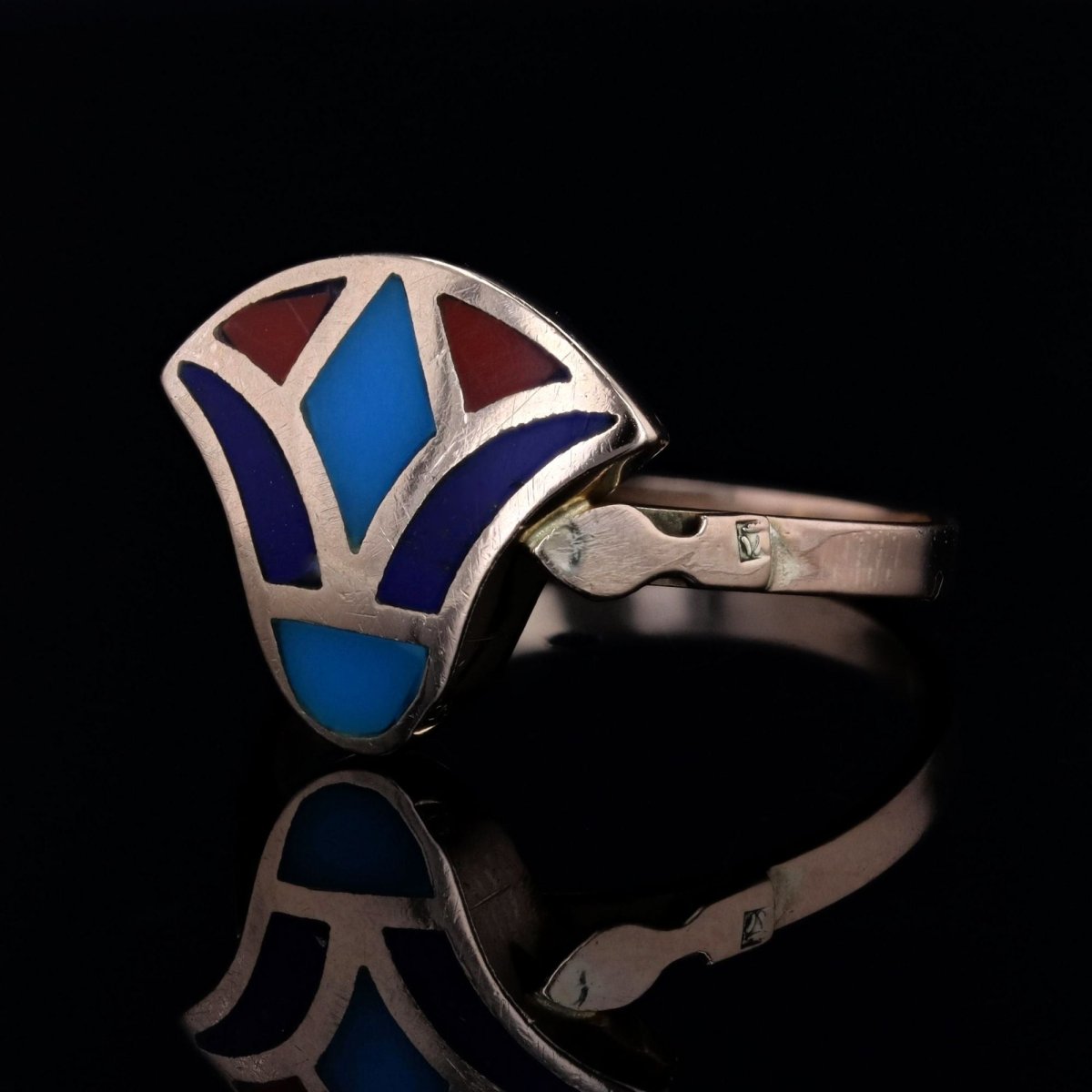Bague égyptienne en or jaune et émail - Castafiore
