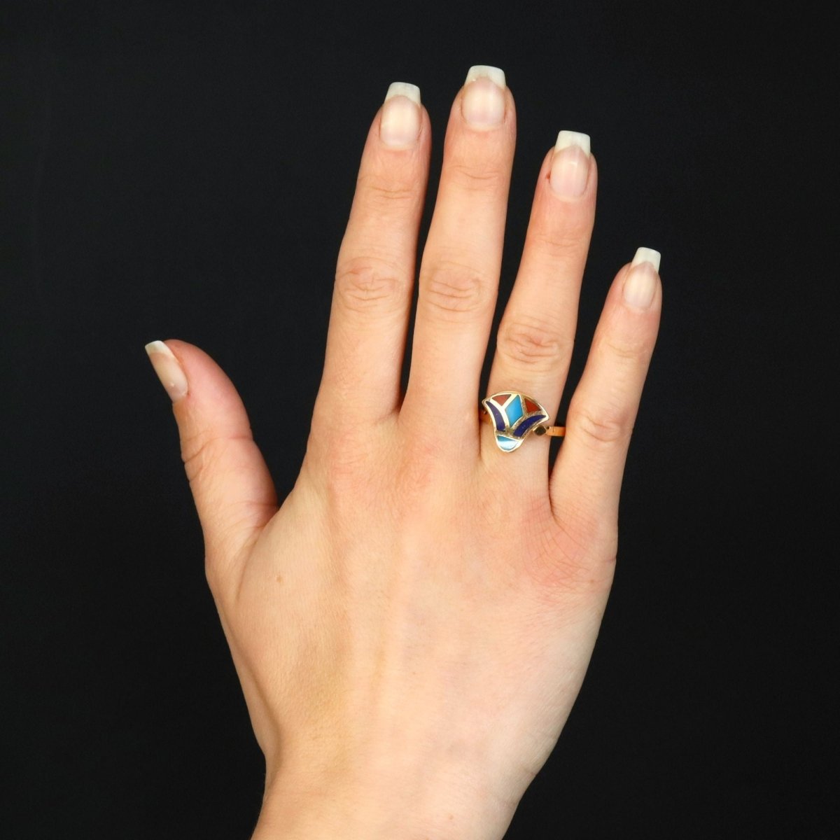 Bague égyptienne en or jaune et émail - Castafiore