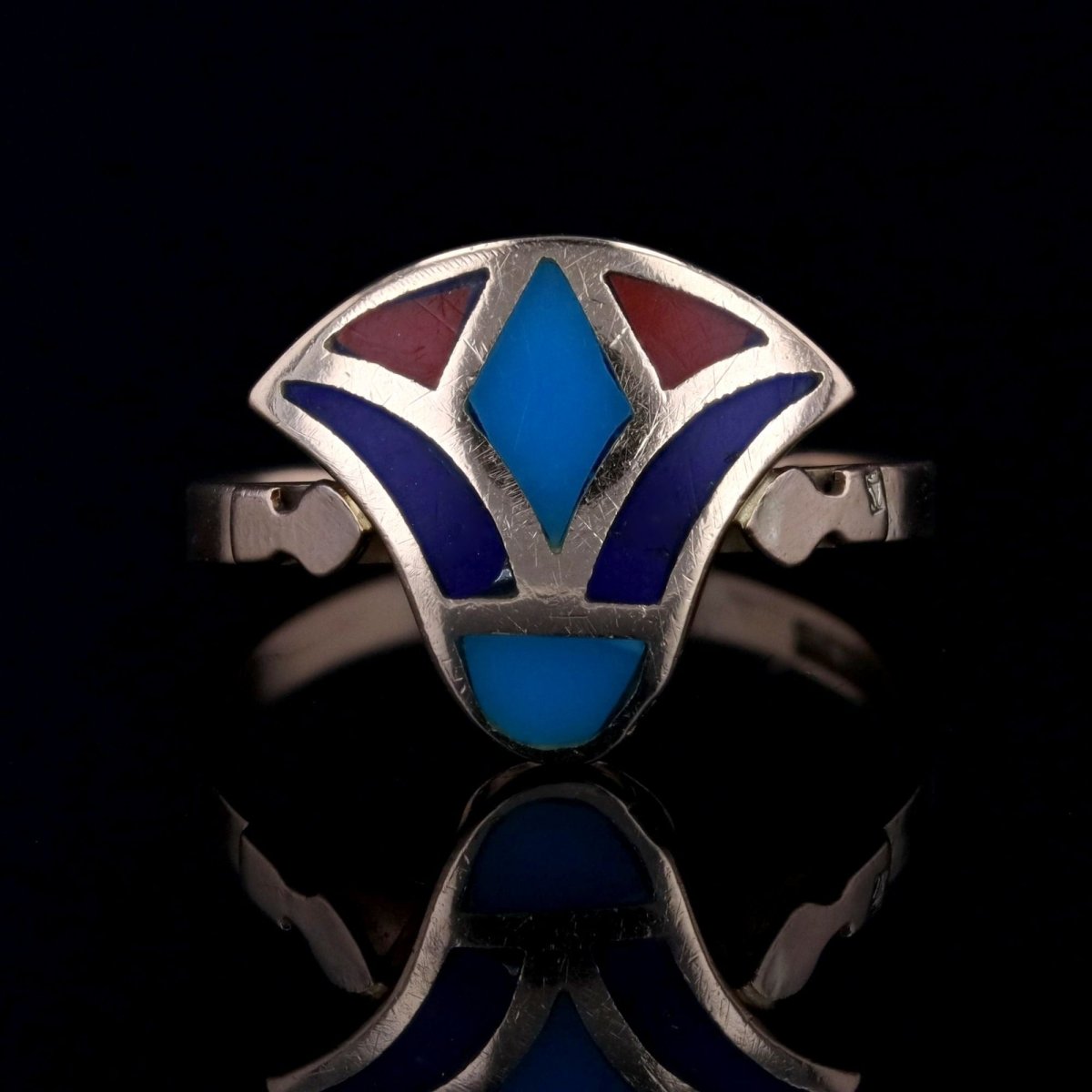 Bague égyptienne en or jaune et émail - Castafiore