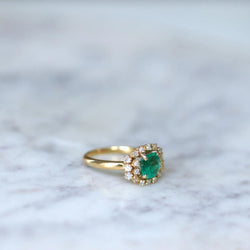 Bague Emeraude 1,52 Cts et Diamants sur Or Jaune - Castafiore