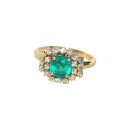 Bague Emeraude 1,52 Cts et Diamants sur Or Jaune - Castafiore
