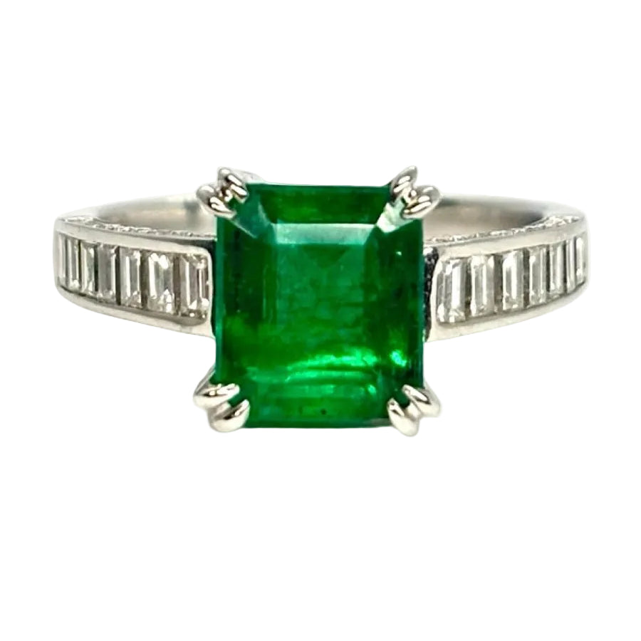 Bague ÉMERAUDE 3 ct en or blanc et diamants - Castafiore